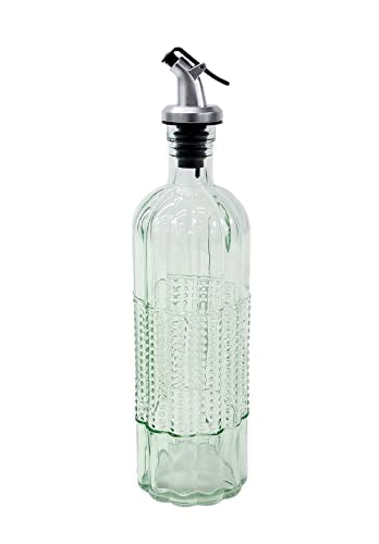 Grant Howard Rondo Embossed Glass Oil and Vinegar Cruet with Pourer, 16 oz, Translucent