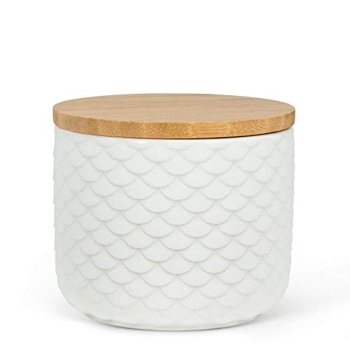 Abbott Collection  27-Scallop-SM Small Textured Canister, White