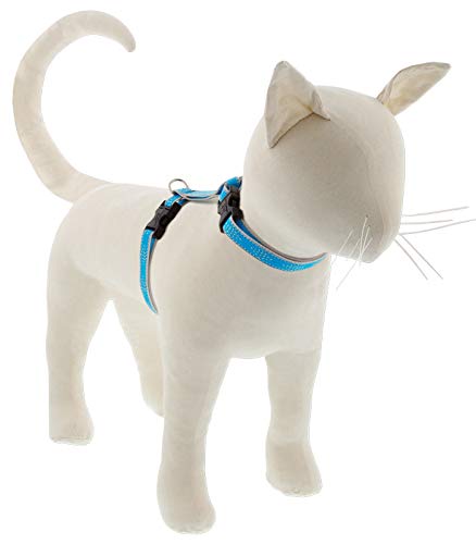 Lupine Pet Reflective Cat and Small Pet H-Style Harness in 1/2" Wide Blue Diamond with 9" to 14" Adjustable Girth