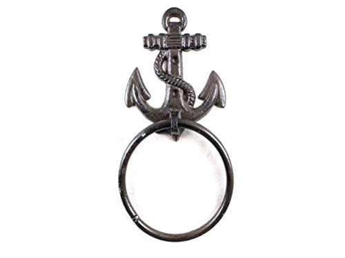 Hampton Iron Cast Iron Anchor Towel Holder 8.5 Inch - Anchor Decoration - Metal Wall Art