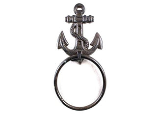 Hampton Iron Cast Iron Anchor Towel Holder 8.5 Inch - Anchor Decoration - Metal Wall Art