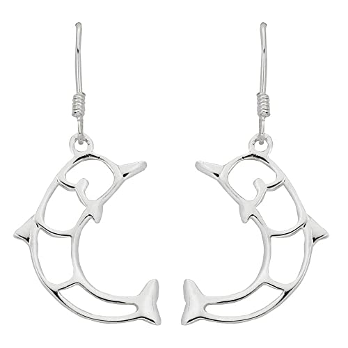Mya Bella Creations Silver Big Dolphin Drop Earring, Women Jewelry Accessories