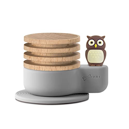 Bone Collection Wes Owl Essential Oil and Car Diffuser, Gift Set, Beech Wood