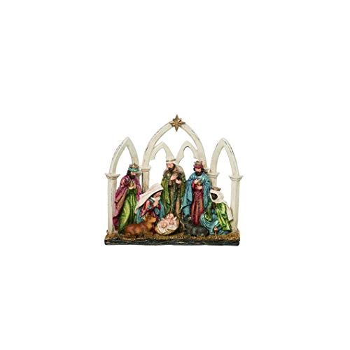 Valyria LLC Transpac Y9935 Classic Glitter Nativity Decor, 11.50-inch Length, Resin