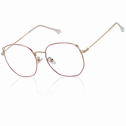 DUCO Blue Light Glasses for Women Men Computer Blue Ray Blocking Glasses Cute Retro Round Eyeglasses Frame 8217