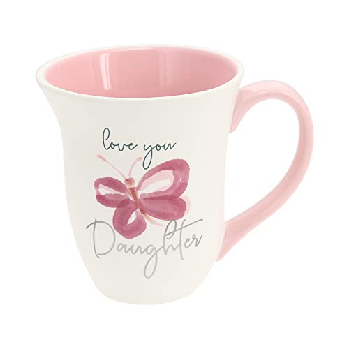Pavilion - Life Is Tough My Dear - 16-ounce Large Coffee Cup with Floral Pattern Design, Daughter Gift Idea, Friend Mug, Unique Valentines Day Gifts, 1 Count, 5.5 x 4.75-Inches, White & Teal