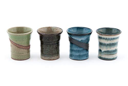 FMC Fuji Merchandise Japanese Porcelain Tea Cups Set of 4 Traditional Earthenware Glazed Decorative Sushi Teacups Made in Japan