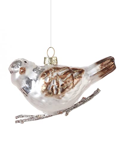 Giftcraft 684112 Christmas Bird on Branch Ornament, Glass, 2.4-inch Height