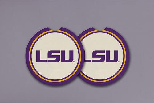 Magnolia Lane LSU Tigers Football Car Coaster, Set of 2, 2.67-inch Length, Drinking Beverage Holder, Travel Accessories