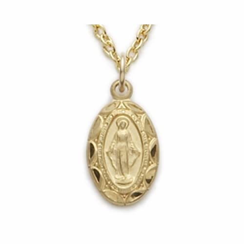True Faith Jewelry  14KT Virgin Mary Gold Necklace for Women and Men, Gold Filled Pendant Necklace That Comes In An Elegant Black Velour Jewelry Box, 1/2"