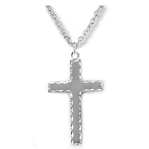 True Faith Jewelry Sterling Silver Celtic Cross Pendant Necklace with Our Father Prayer on Back Religious Jewelry, 1 3/4 Inch
