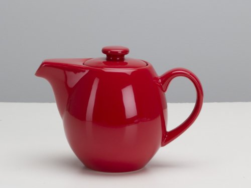 OmniWare Teaz Red Stoneware 24 Ounce Teapot with Stainless Steel Mesh Infuser