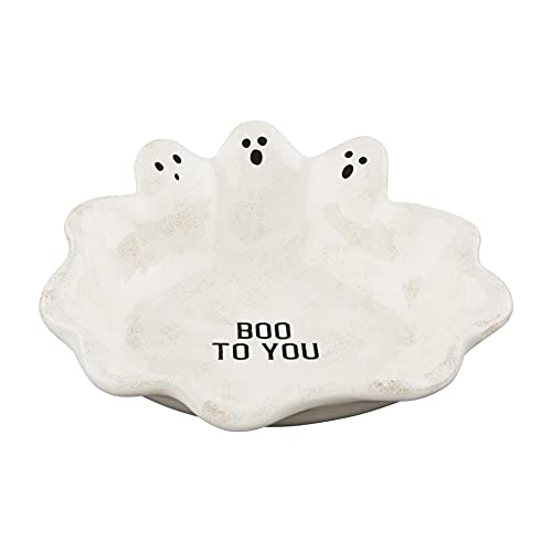 Mud Pie Halloween Ghost Candy Dish, 11" x 10", White