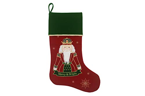 Comfy Hour Winter Holiday Home Collection 20" Winter Christmas Nutcracker Stocking Red, Polyresin