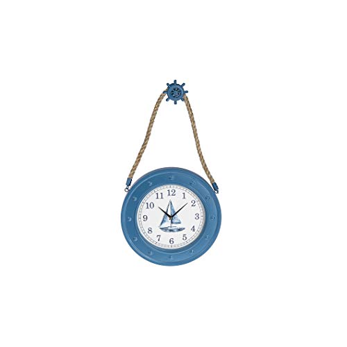 Ganz CB175897 Sailboat Wall Clock with Ship Wheel Hanger, 27-inch Height