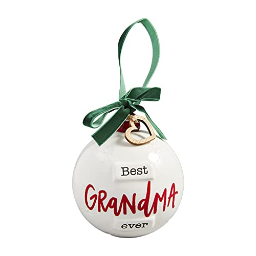 Mud Pie Ceramic Christmas Ball Ornament, Best Grandma, 4.5" x 4"