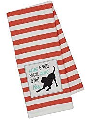 DII Dog Applique Stripe Dish Towel (Labrador)