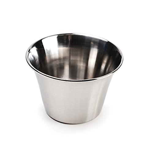 RSVP International Kitchen Prep Bowl Collection Stainless Steel, Dishwasher Safe, Sauce Cups, Set of 24, Silver