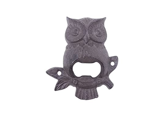 Hampton Iron HANDCRAFTED NAUTICAL D√âCOR Cast Iron Owl Wall Mounted Bottle Opener 6"