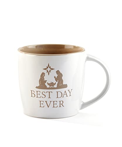 Giftcraft 683184 Christmas Holy Family Mug with Sentiment, 4.1 inch, Ceramic