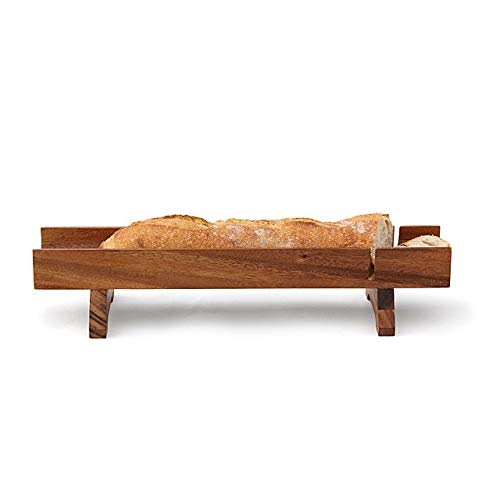 Kalmar Home Acacia Wood Raised French Bread Server