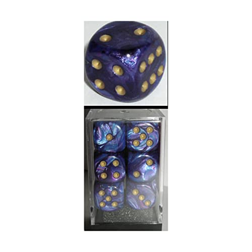 DND Dice Set-Chessex D&D Dice-16mm Lustrous Purple and Gold Plastic Polyhedral Dice Set-Dungeons and Dragons Dice Includes 12 Dice ‚Äì D6