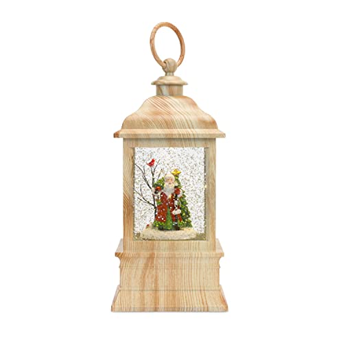Melrose 83364 LED Snow Globe Lantern with Santa, 9-inch Height, Plastic and Resin