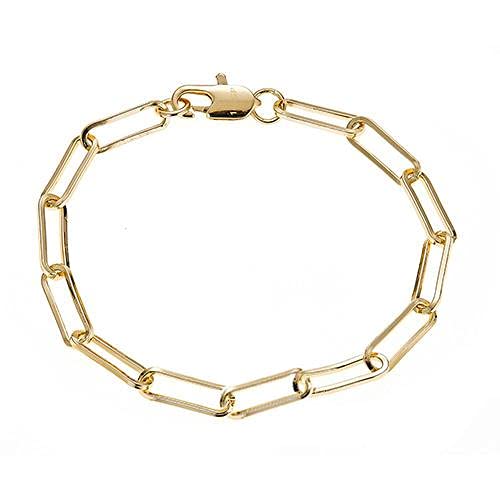 Maya J CZBB18Y Paperclip Bracelet, 7-inch Length, Brass