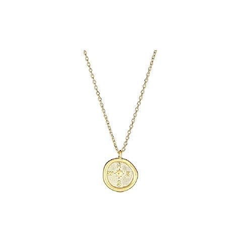 Maya J CZPB20Y Matte Compass Coin Necklace, Yellow, Brass