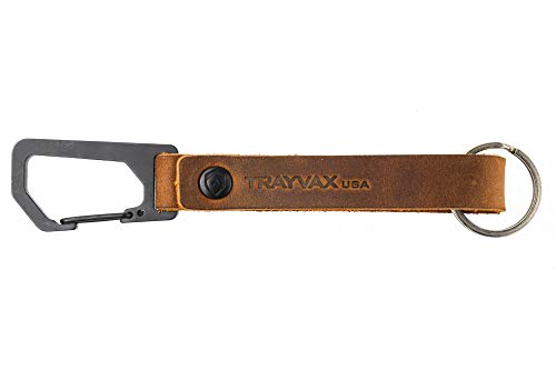 Trayvax Keyton Clip Carabiner Keychain Stainless-Steel Quick-Attach and Release (Tobacco Brown, Black)