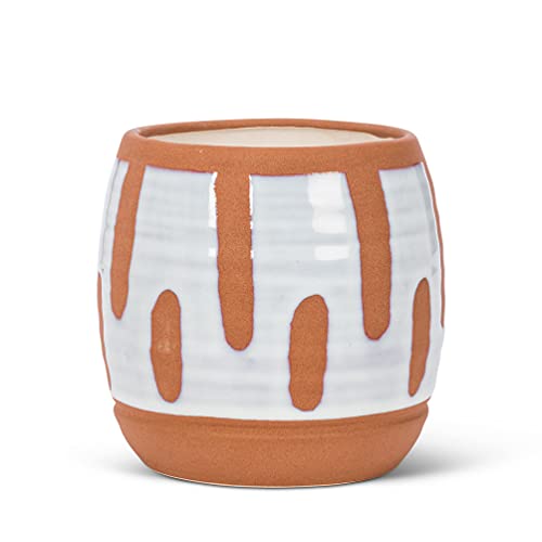 Abbott Collection s AB-27-MORSE-135-LG 7 in. Dot & Dash Tripod Planter Terracotta & White - Large