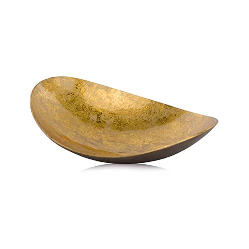 Modern Day Accents Oblong Metallic Tray Bowl, Brown, Gold