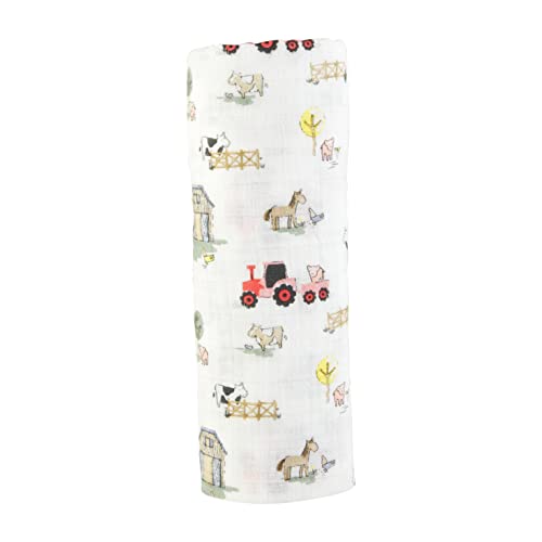 Mud Pie Farm Swaddle Blanket, White, 47" x 47"