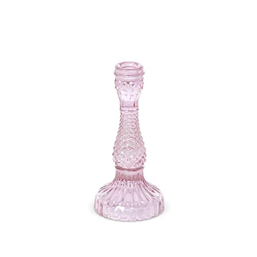 Park Hill Collection La Boheme Pressed Glass Violet Taper Holder, 8 in.