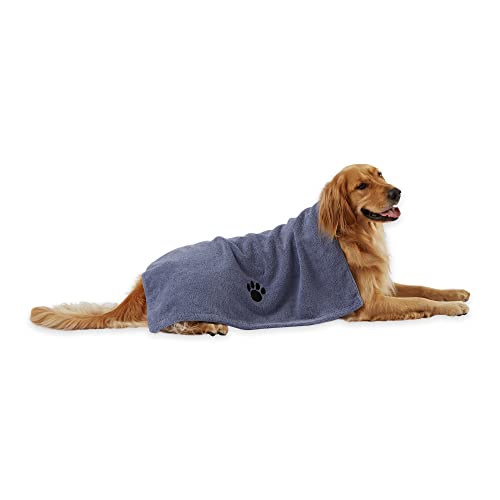 DII Design Bone Dry Pet Drying Collection Embroidered Terry Microfiber, Pet Towel X-Large, Stonewash Blue