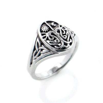 Silver Insanity Celtic Trinity Knot Tree of Life with Sun and Moon Sterling Silver Ring Size 15(Sizes 3,4,5,6,7,8,9,10,11,12,13,14,15,16)
