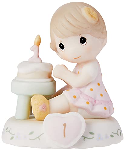 Precious Moments,  Growing In Grace, Age 1, Bisque Porcelain Figurine, Brunette Girl, 142010B
