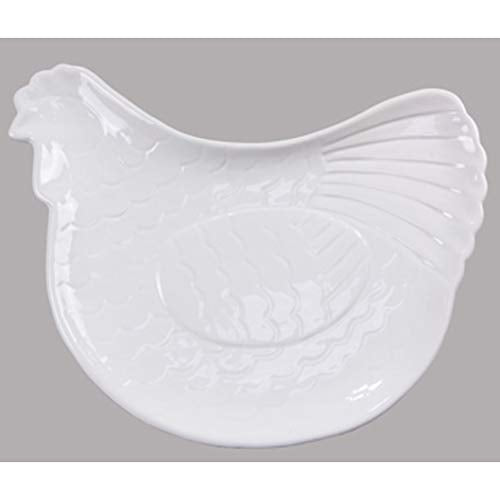 Youngs 58529 Ceramic Chicken Platter, 14-inch Length, White