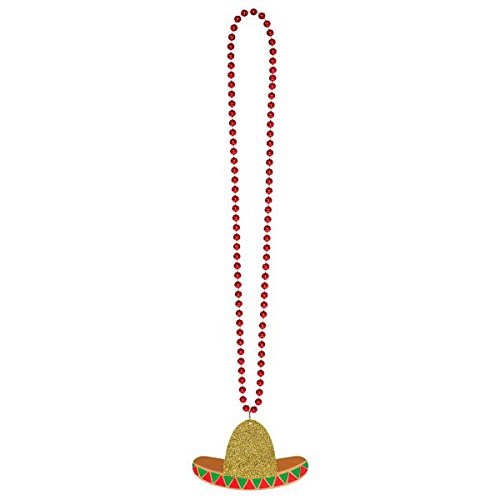 Amscan Cinco De Mayo Fiesta Plastic Sombrero Bead Accesory, 36" Necklace, Multi Color