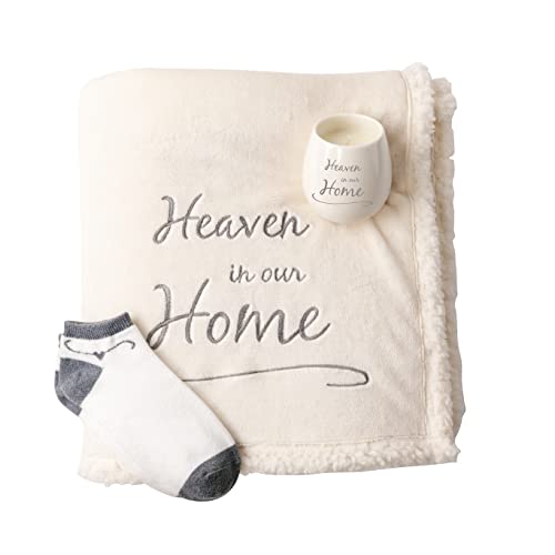 Pavilion Heaven is Our Home Sherpa Lined Royal Plush Blanket Gift Set 42 x 50 Inch