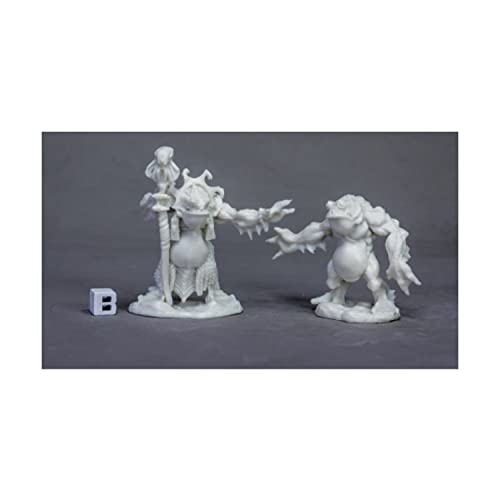 REAPER Miniatures Deep One Priest & Servitor¬†77520 Bones Unpainted RPG Figure