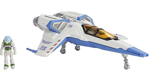 Mattel Disney Pixar Lightyear Hyperspeed Series XL-15 Spaceship & Buzz Lightyear Figure, 6 Inch Long Vehicle & 1.25 Inch Figure, Toy 4 Years & Up