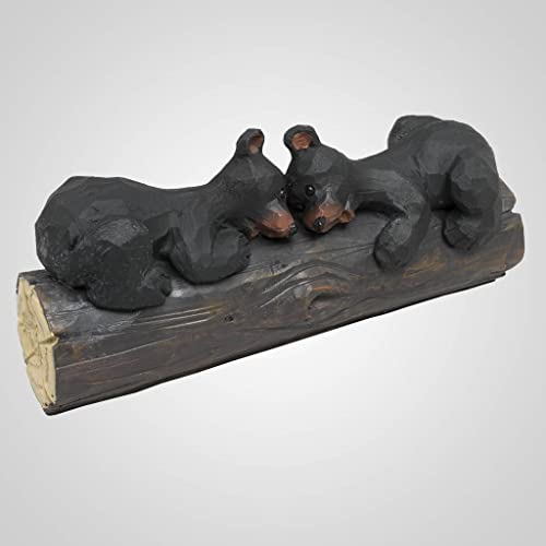 Lipco Naptime Bears On Log Figurine, 6-inch Length, Polystone