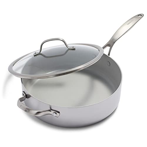 Cookware Company GreenPan Venice Pro Stainless Steel Healthy Ceramic Nonstick, 5 Quart, Light Gray,CC002257-001