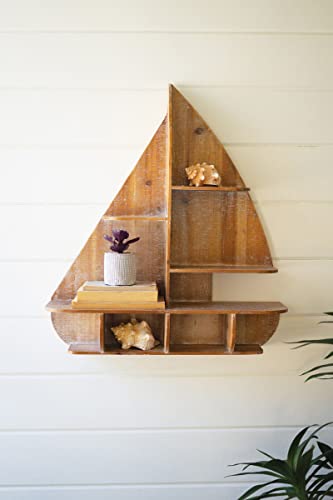 Kalalou CVY1376 Wooden Sailboat Wall Shelf, 24-inch Height