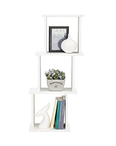 Danya B. 3-Cube Floating Decorative Organizer Laminate MDF Wood Wall Shelf with Ledges ‚Äì Display Horizontal or Vertical (White)