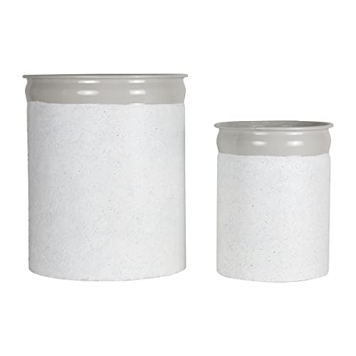 Foreside Home & Garden Gray Metal Set of 2 Planters