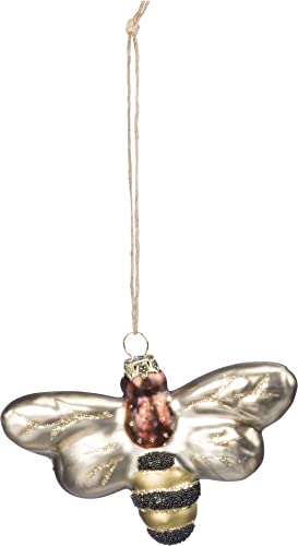 Primitives by Kathy Glass Ornament 4 inches x 3 inches Glass Glitter Metal- Decorative Hanging
