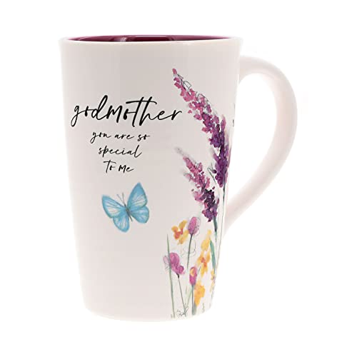 Pavilion - Godmother - 17-ounce Coffee Cup, Floral Pattern Mug, Mothers Day Gift Idea, 1 Count, Cream, 5.25 x 5.25-Inches