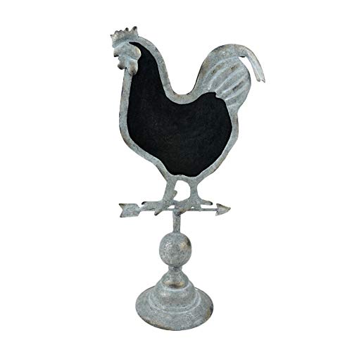 Midwest Design Imports Galvanized Tin and Chalk Board Rooster, 14.5", Rustic